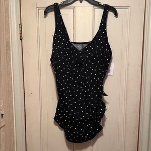 Black Polka Dot Women's One Piece Swimsuit